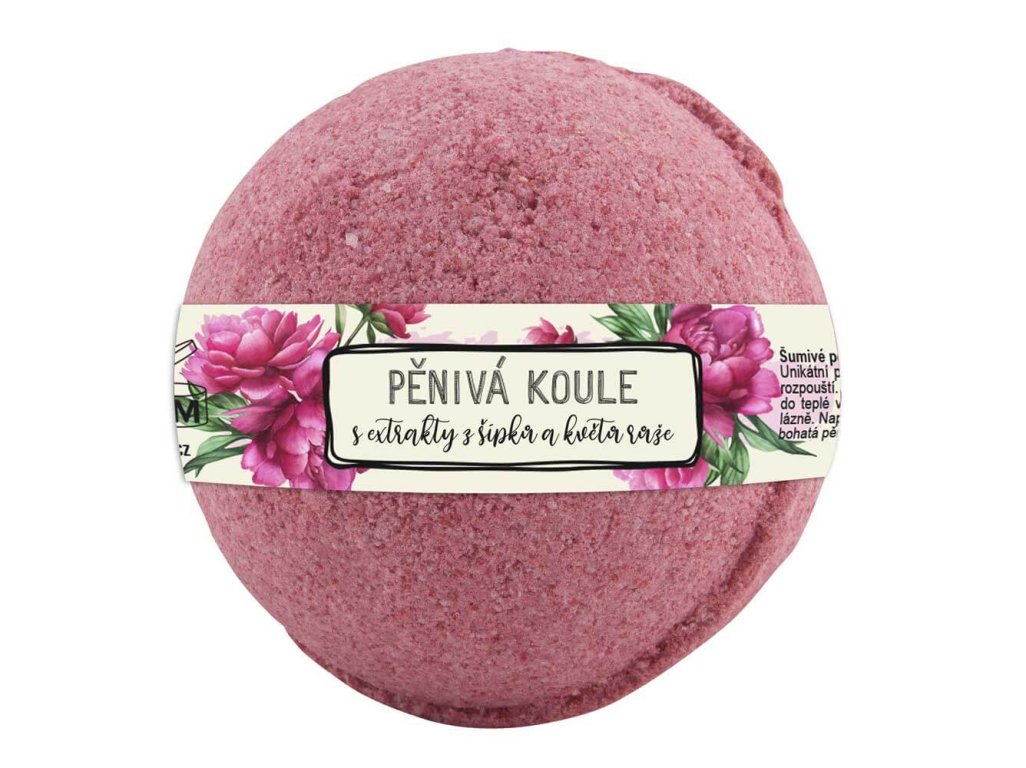 Šumivá pěnivá koule do koupele 100 g – šípek a růže