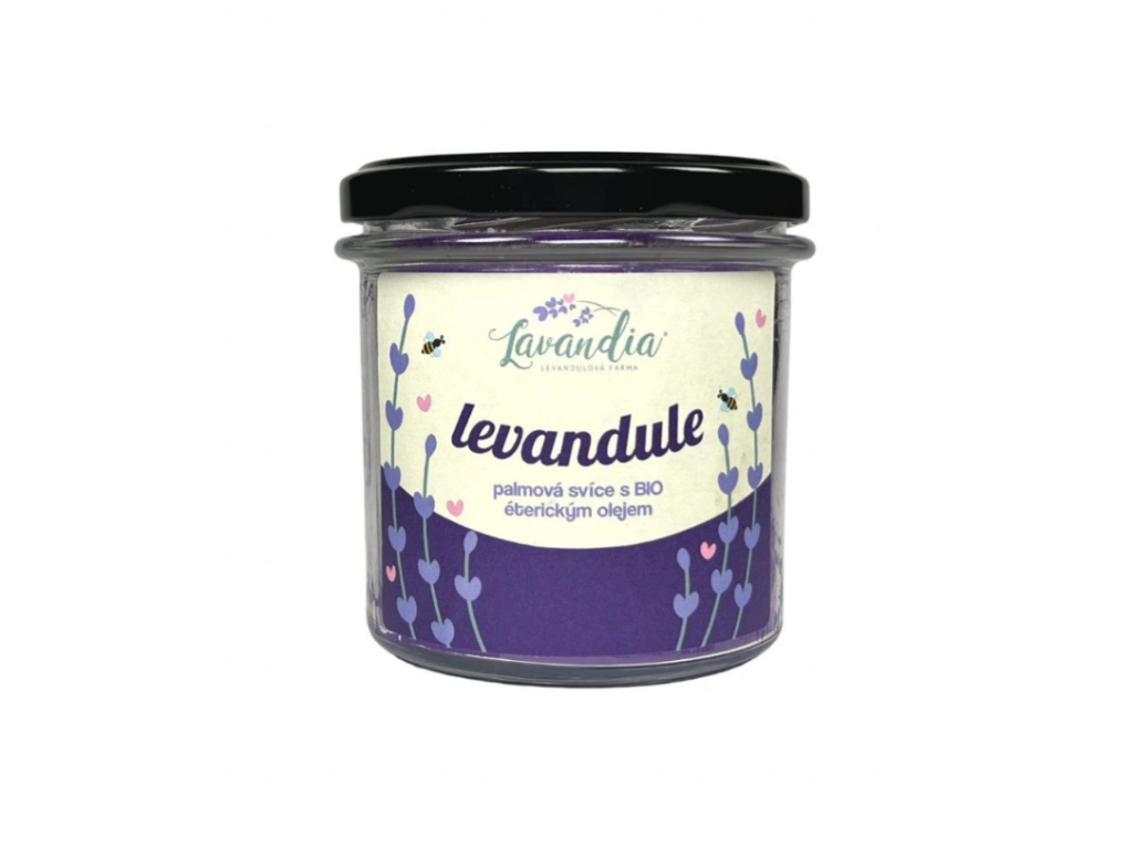 Palmová svíce ve skle - levandule 200g